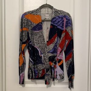 NIC+ZOE Falling Petals Printed Wrap Sweater